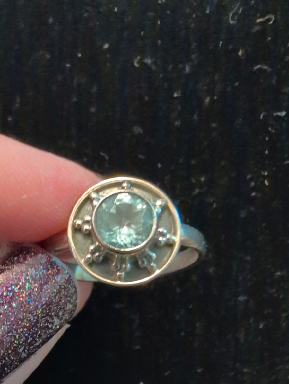 Sterling Silver Ring With March Birthstone